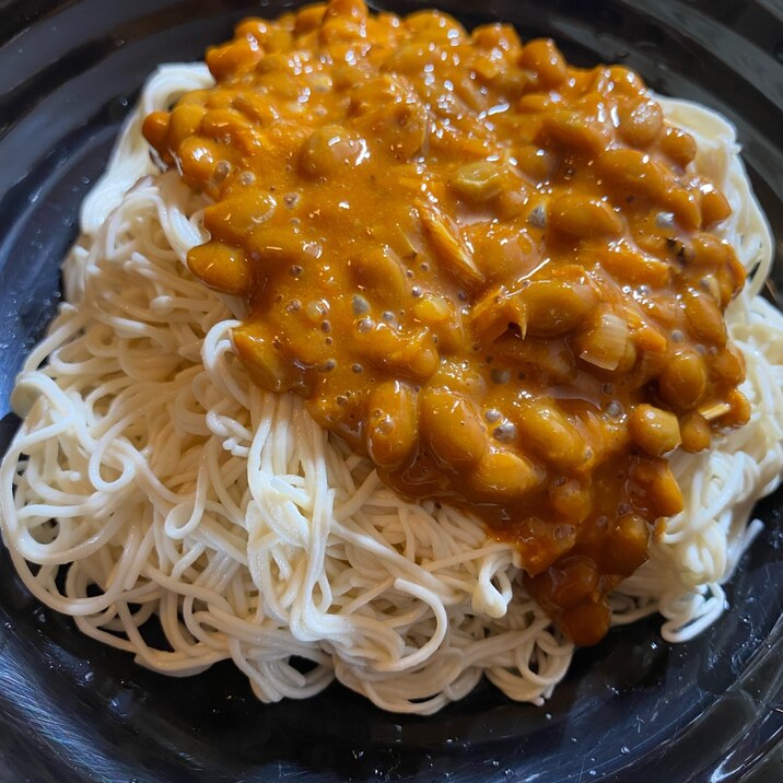 納豆辛味噌そうめん